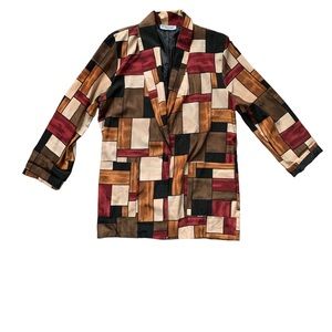 Vintage Kensington Square Colorblock One Button Blazer M